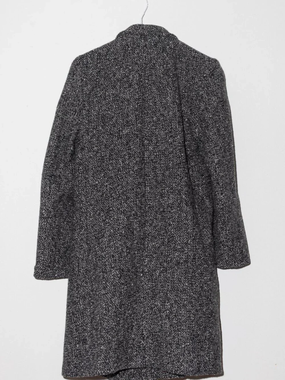 80s Oversized Grey Tweed Long Overcoat | Charcoal Salt and Pepper Car Coat